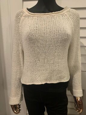 Free People Classic Cream Open-Knit Women's Sweater